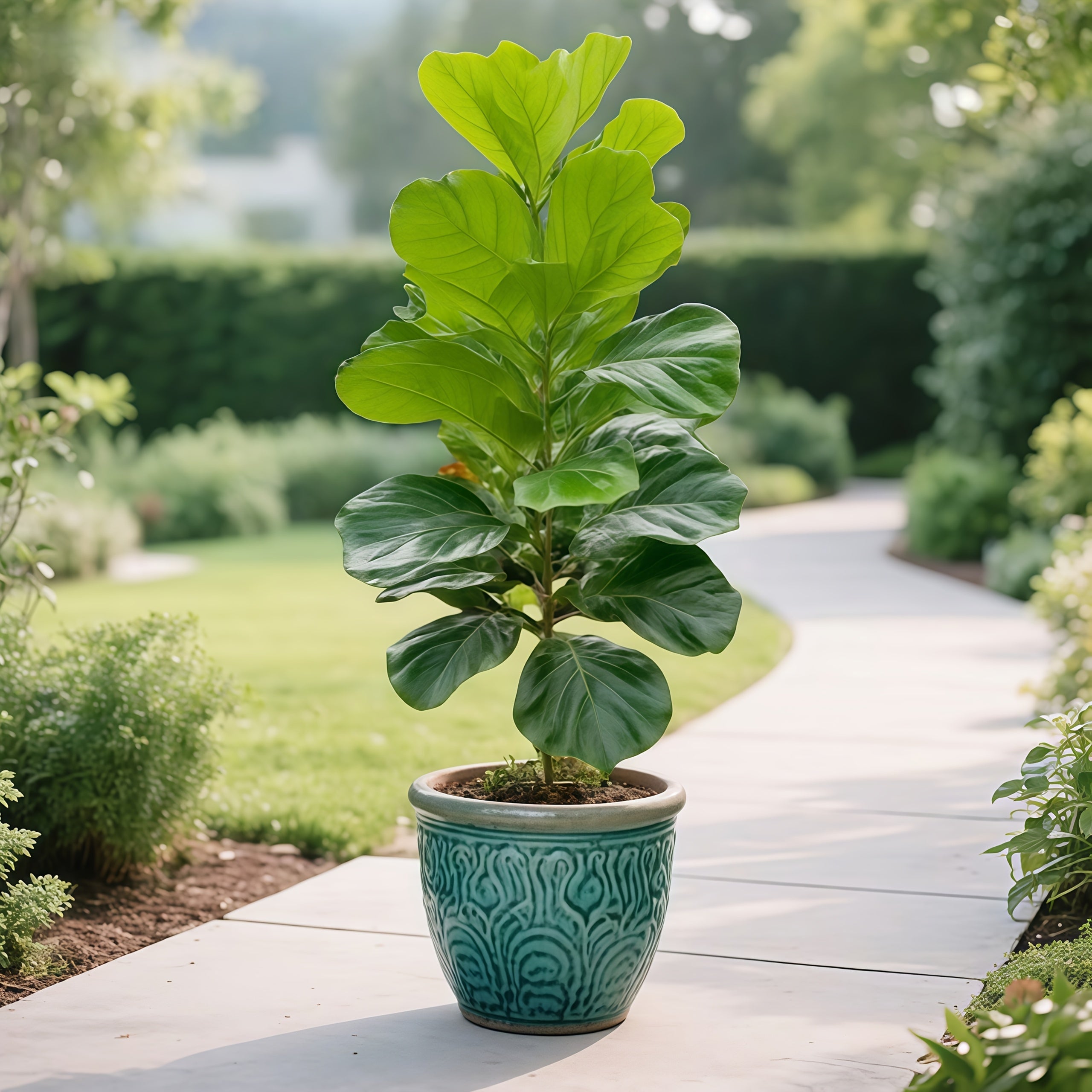 Árbol de Palma Artificial Grande Bonsái de 40.1 Pulgadas con 23 Hojas - Decora tu Jardín con un Toque de Naturaleza - Árbol Falso Tropical de Selva con Hojas Amatista, Realista y Sin Necesidad de Riego o Mantenimiento - Ideal para Acción de Gracias, Navi