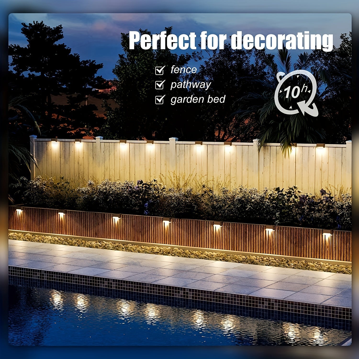 Paquete de 4 Luces Solares para Terraza, Luces Solares para Valla, Luces Exteriores IP44 para Patio, Luces Solares con Energía Solar, Luz Solar para Escalones al Aire Libre, Iluminación Solar para Vallas y Escaleras en Cercas, Pasos, Patios, Terrazas, Ja