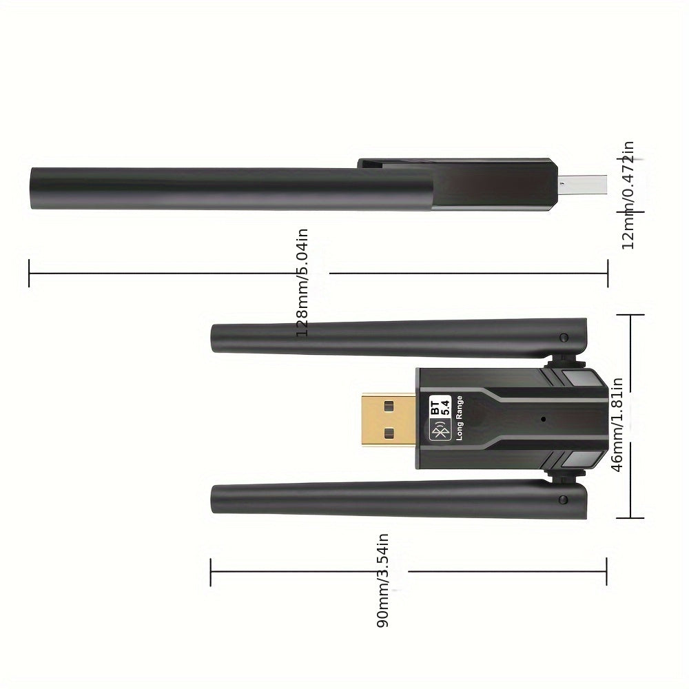 Adaptador inalámbrico 5.4, receptor y transmisor inalámbricos USB, nuevo adaptador inalámbrico dual 5.4 con antena, alcance de transmisión de 150 metros, compatible con versiones inalámbricas 5.3/5.1/5.0/4.0/3.0, para sistemas de sonido inalámbricos/auri