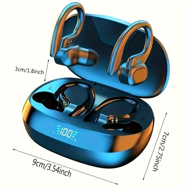 {"translated_text": "Auriculares inalámbricos con micrófono de alta definición, estuche de carga con pantalla LED, sincronización automática y larga vida útil de la batería, cómodos tapones para el oído para deportes, ciclismo, conducción y uso diario."}