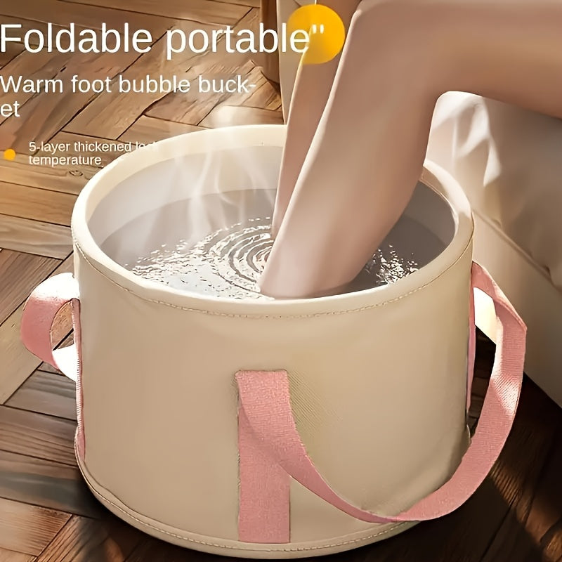 2 colores para elegir, cubo de espuma plegable y portátil para pies, 5 capas de aislamiento - cubo multifuncional con película aluminio, disponible en 4 estaciones