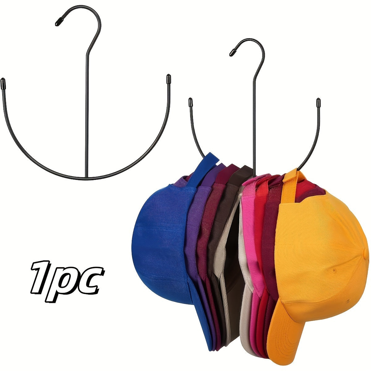 1pc Soporte de sombrero de acero inoxidable duradero - Organizador de sombreros colgantes multifuncional, Diseño ahorrador de espacio, Sostiene 20+ gorras de béisbol, Fácil instalación para armario y puerta