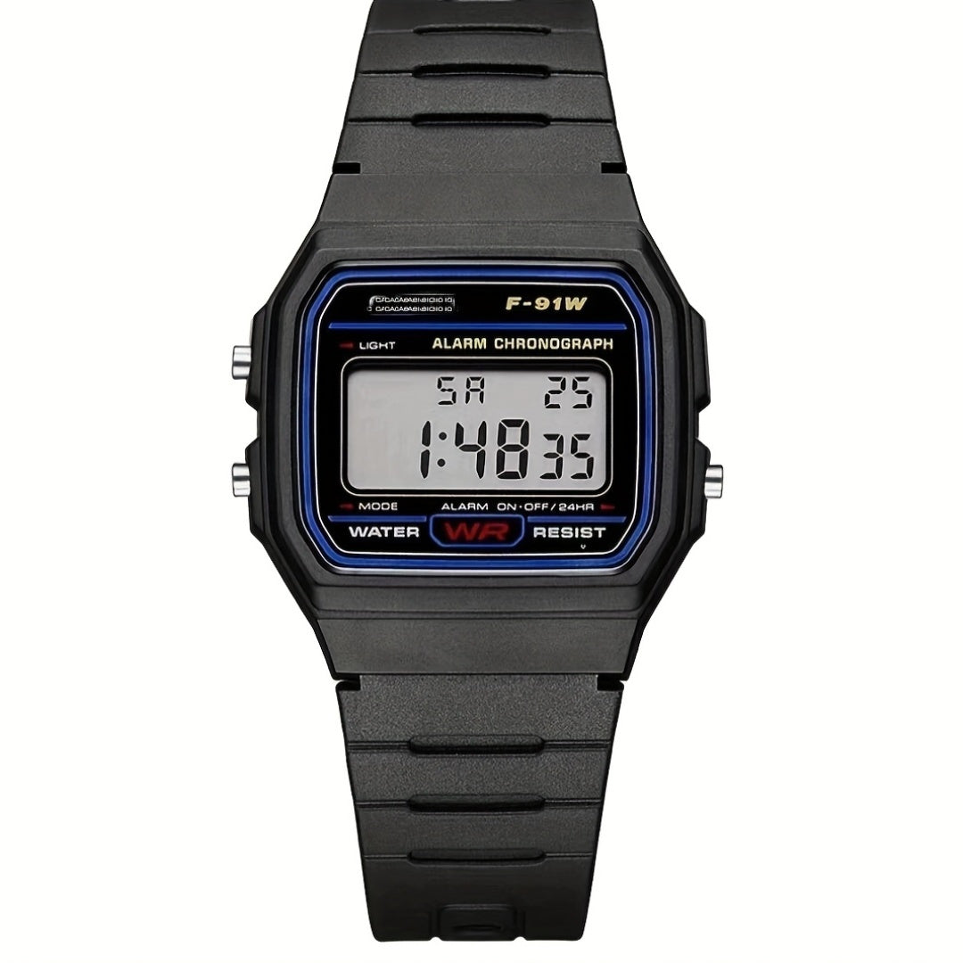 Reloj Digital Cuadrado Retro para Hombres - Pulsera de Silicona Negra, Impermeable, Pantalla Azul Claro con Fecha, Alarma y Temporizador de 24 Horas, Estilo Deportivo y Casual, Reloj Casual | Reloj Minimalista | Reloj Duradero