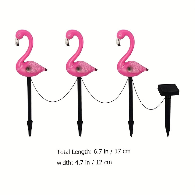 3 piezas de luces solares de flamenco para césped, IPX4 para decoración exterior de porches de jardín, regalo ideal para mejorar la atmósfera exterior para patio, patio, césped y jardín.