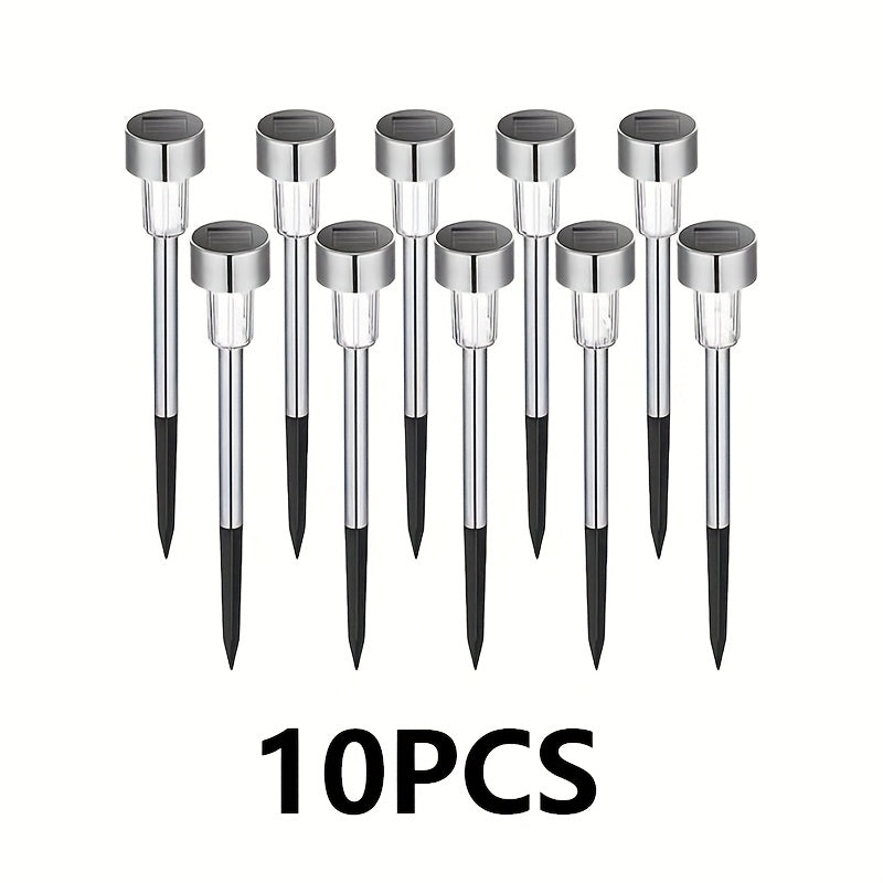 10/12 piezas de luces solares para exteriores, luces decorativas para exteriores de acero inoxidable, adecuadas para iluminación de paisajes exteriores de patios, césped, caminos, terrazas, garajes, jardines y otras ocasiones, decoración de senderos para