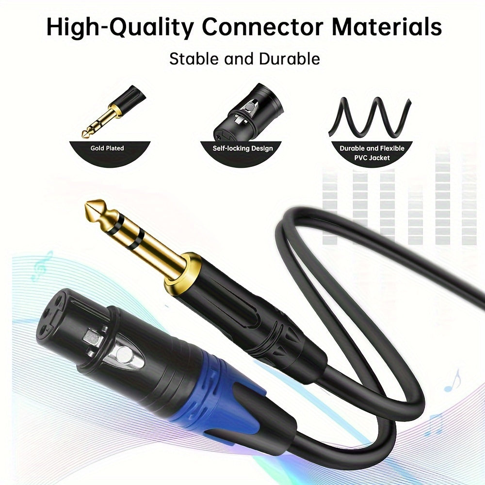 Cable XLR hembra de 3 pines a jack estéreo TRS de 6.35 mm de 1/4 de pulgada, adaptador para micrófono de condensador de altavoz, mezclador de guitarra AMP Eid Al-Adha Mubarak