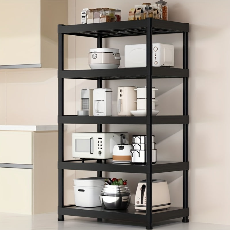 Estantería de Cocina 3/4/5 Niveles, Organizador para Microondas y Horno, Estante Multifuncional de Plástico Reforzado, Almacenamiento para Balcón o Hogar