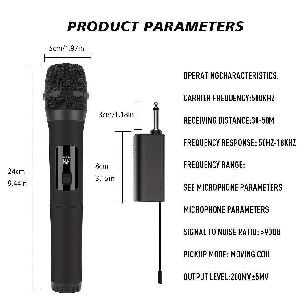 1pc LMBGM Sistema de micrófono inalámbrico para karaoke, micrófono de mano recargable por USB con anti-aullido, conector de 6,35 mm, patrón polar unidireccional, recepción estable de largo alcance, indicador de batería, batería de litio de 800 mAh - Idea