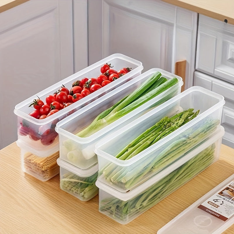 3 contenedores de plástico apilables con tapa, reutilizables, ideales para cebollas, apio, hierbas, ajo, pasta y huevos, cajas organizadoras esenciales para la cocina, rectangulares, seguras para el refrigerador, solo lavado a mano