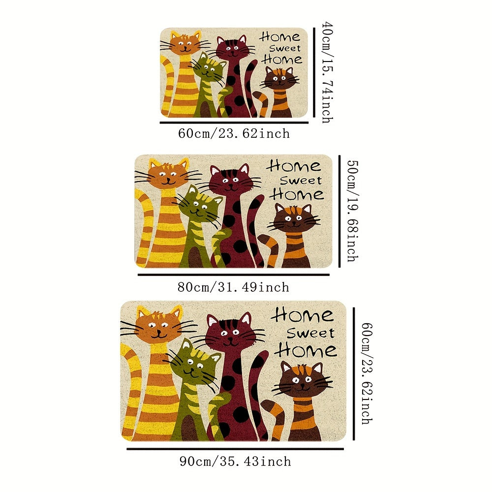 Tapete de suelo impreso con dibujos animados de cuatro gatos pequeños, super lindo, tapete de suelo de gato de dibujos animados cálido, adecuado para decorar salas de estar y