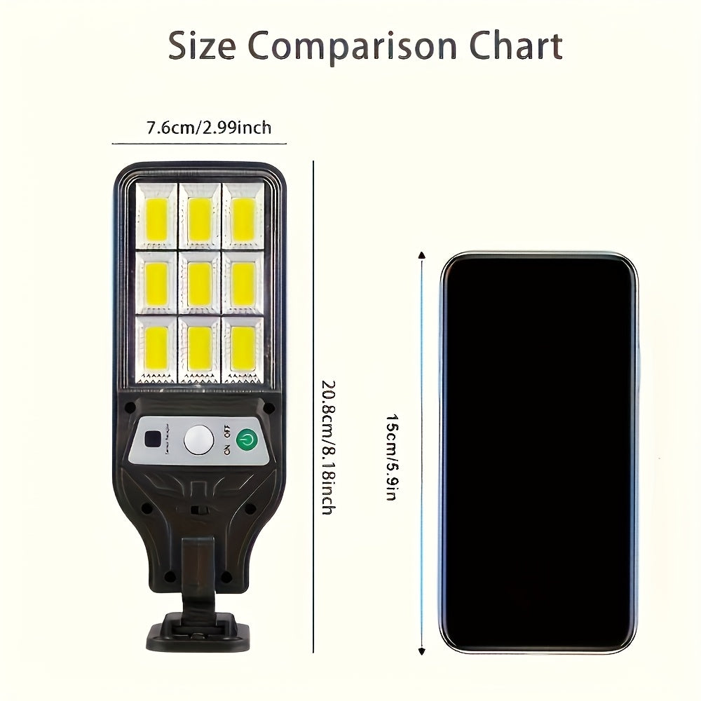 1pc Luz Solar de Pared con Sensor de Movimiento, Faro Solar, 90COB Lámpara Reflejo, Encendido al Anochecer y Apagado al Amanecer, Iluminación Exterior con Control Remoto, 3 Modos de Luz para Jardín, Patio, Valla y Gazebo
