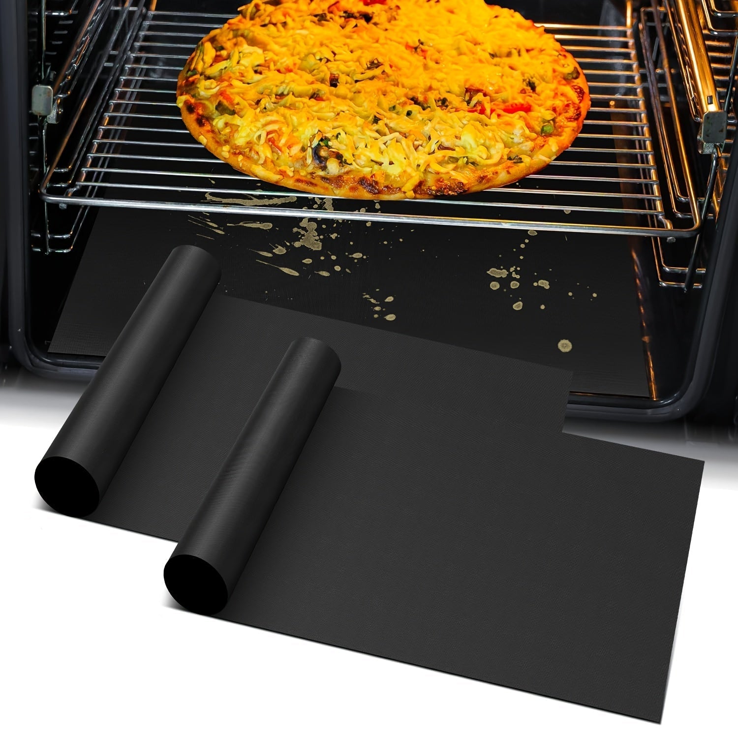 1/2/5/10/15pcs Juego de Tapetes para Hornear Teflon Resistentes, Ideales para Hogar, Restaurantes, Camping, Hornos Eléctricos, Estufas a Gas, Tostadoras y Parrillas, Herramientas de Cocina, Negros, Reutilizables, Fácil Limpieza