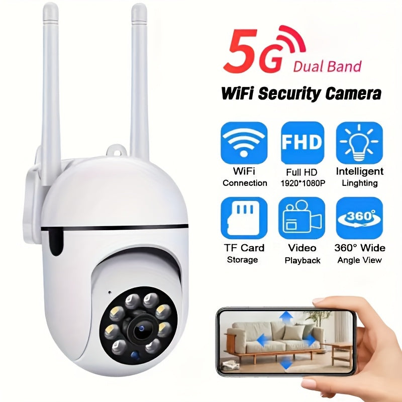 OURLIFE Cámara de seguridad inteligente WiFi inalámbrica 1080P Full HD: Wi-Fi, pan/tilt/zoom, visión nocturna en color, audio bidireccional, seguimiento de movimiento - ideal para monitoreo de mascotas, uso interior/exterior | Alimentación por USB