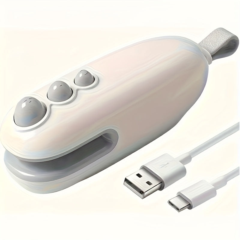 Mini sellador y cortador de bolsas USB compacto y recargable - Sellador de calor magnético portátil para la frescura de los alimentos, perfecto para uso en la oficina, batería de litio de 400-1,44 mAh, blanco, sellado de bolsas de snacks | Dispositivo po