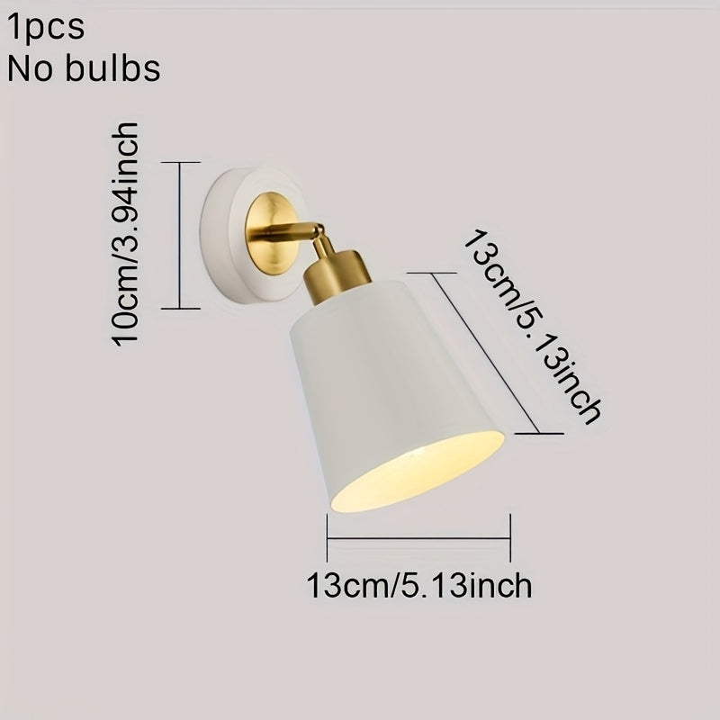 1/2pcs, Lámpara de Pared Moderna para Interior, Cuerpo Metálico Dorado con Pantalla, Portalámparas E27, Instalación Directa, Ideal para Dormitorio, Sala o Pasillo, Bombilla No Incluida