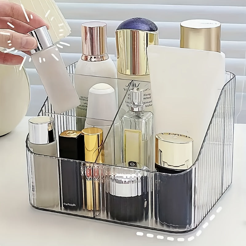 Caja de almacenamiento de cosméticos de 3/4 compartimentos de acrílico transparente, organizador de escritorio, estantería de almacenamiento portátil dividida