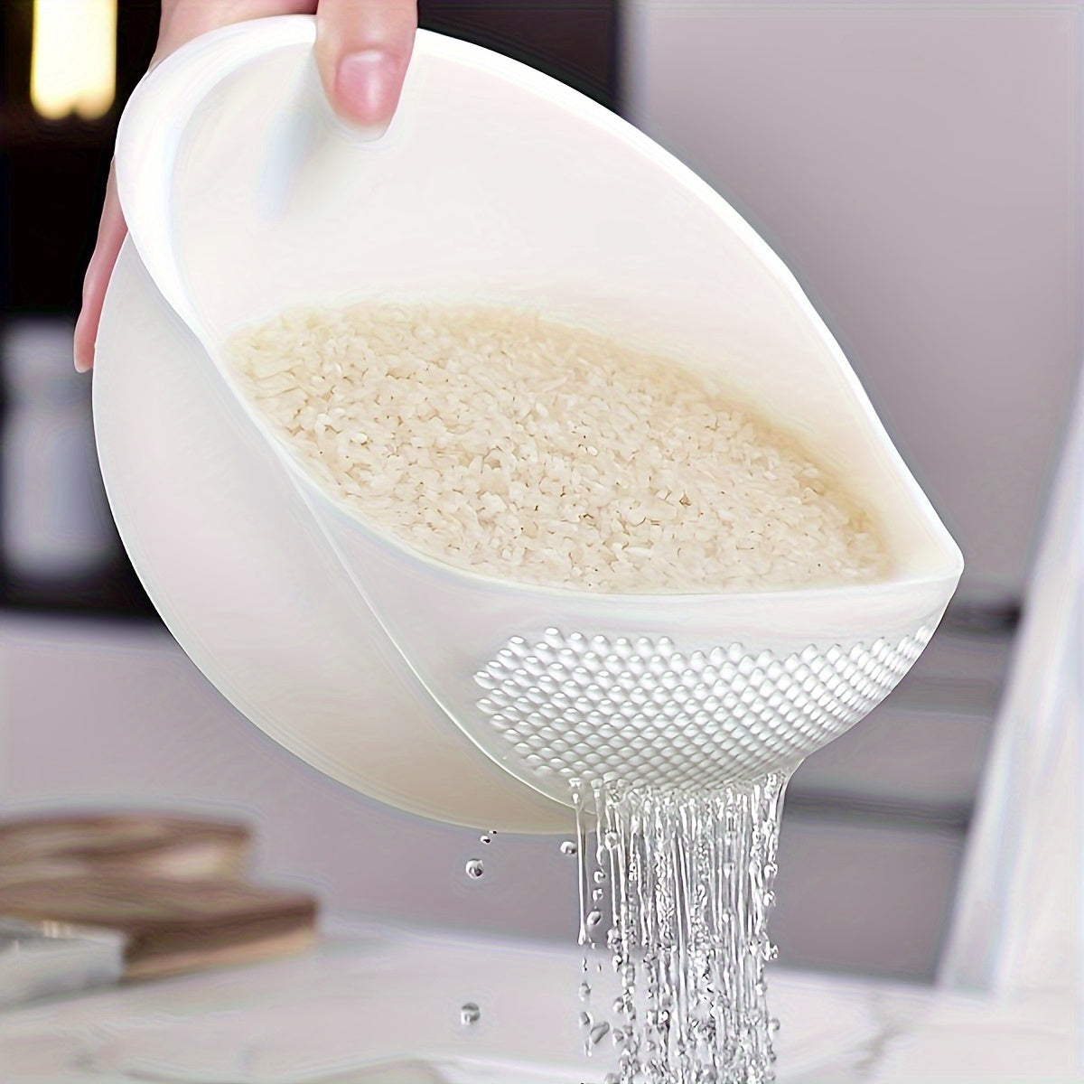 Canasta de Almacenamiento 1pc, Canasta de Lavandería Multifuncional, Cesta de Drenaje de Comida Moderna, Adecuada para Frutas, Verduras, Arroz y Granos, Caja de Almacenamiento y Armario de Cocina, Accesorios de Cocina