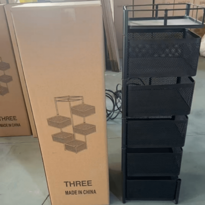 Organizador de Cocina Giratorio de 5 Niveles Sin Montaje - Carro de Almacenamiento Metálico Resistente con Estantes Abiertos de Malla para Frutas, Verduras y Ollas - , Organizadores y Almacenamiento de Cocina