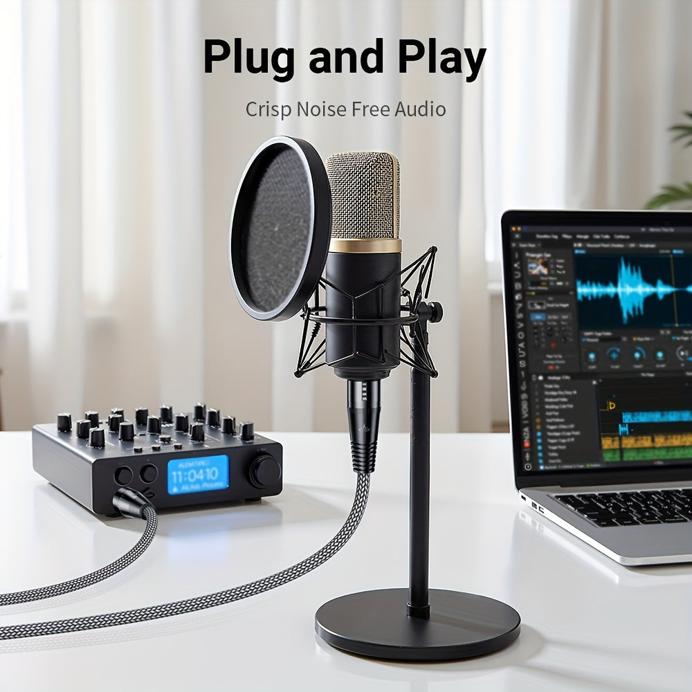 Cable de micrófono XLR masculino a femenino trenzado de nailon, equilibrado de 3 pines, adecuado para micrófonos, sistemas de altavoces, estaciones de radio, estudios de grabación.