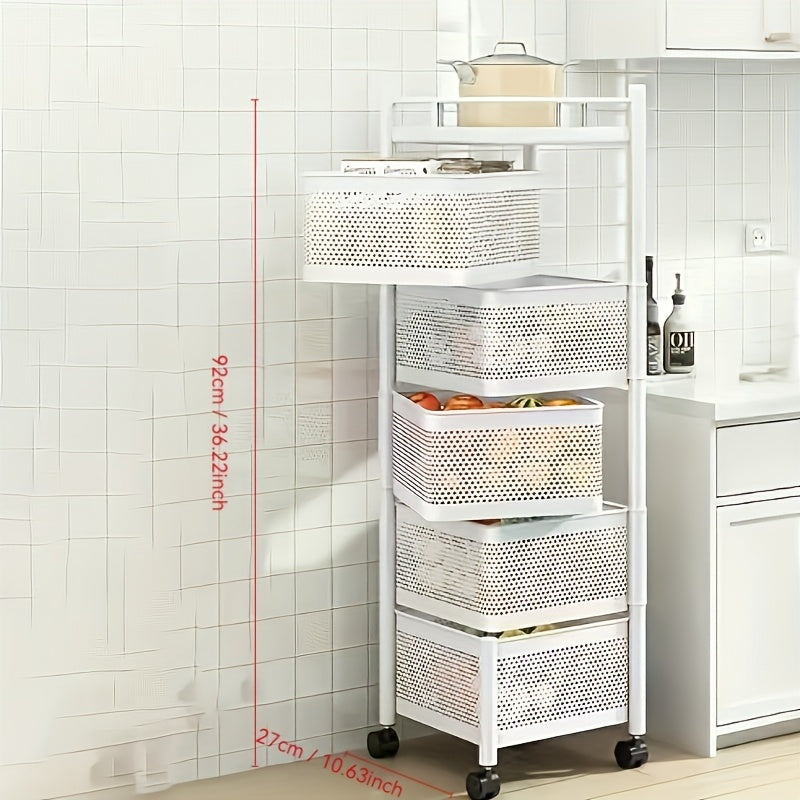 Estante de Almacenamiento de Cocina Giratorio de Fácil Instalación - Multinivel, Sin Montaje Necesario, Perfecto para Frutas y Snacks, Organizador Ideal para el Hogar, Metal Negro, Estantes de Almacenamiento