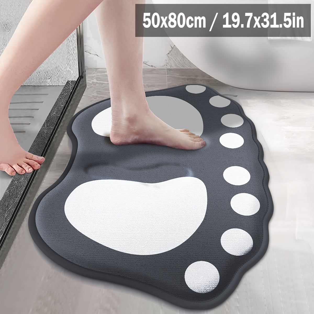 Alfombra antideslizante para baño, forma irregular gruesa, felpa suave, solo lavado a mano, diseño de dibujos animados, pelo bajo, poliéster, respaldo de PVC, decoración para baño del hogar
