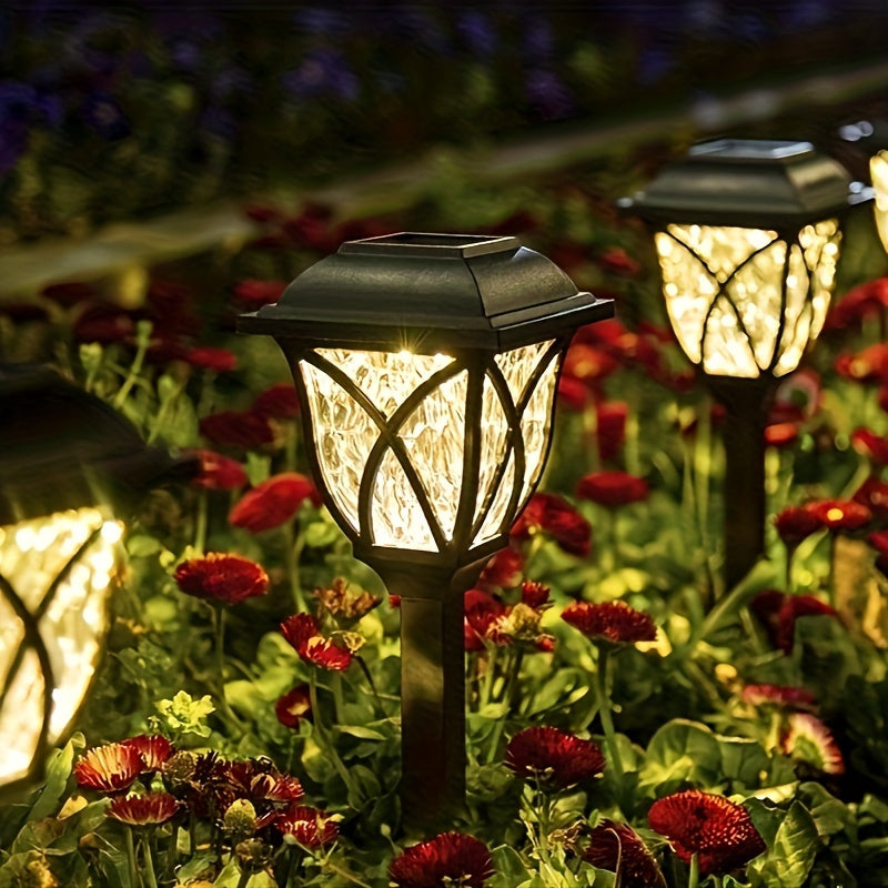 8 piezas Luces de jardín solares, lámparas LED para exterior de césped para patio, jardín, patio, patio, valla, entrada, decoración de camino, impermeable IP44