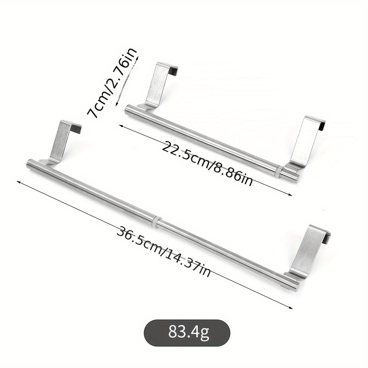 1 pza. Barral de acero inoxidable para toalla, toallero colgante para puerta de baño, accesorios para baño, colgador de paños sin perforaciones para la puerta del gabinete, barra para toalla individual en la parte posterior de la puerta del armario