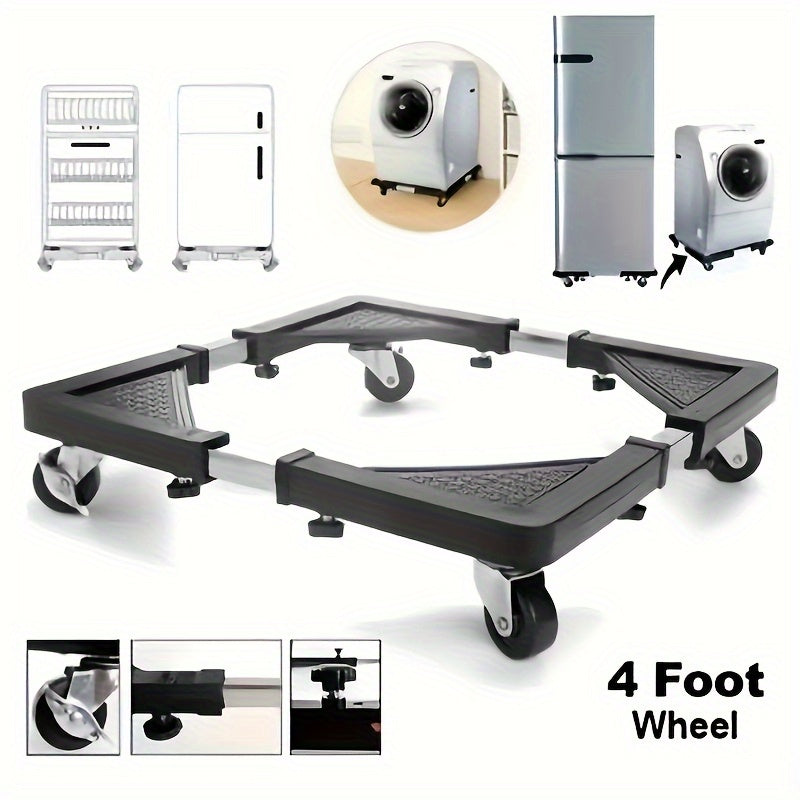 Carro móvil expansible de aleación con sistema de bloqueo de 4 ruedas y ajuste de altura - Estructura de acero resistente, capacidad de 272,16 kg, mango ergonómico para almacén, envío, gestión de inventario - Organizador de almacenamiento móvil, equipo d