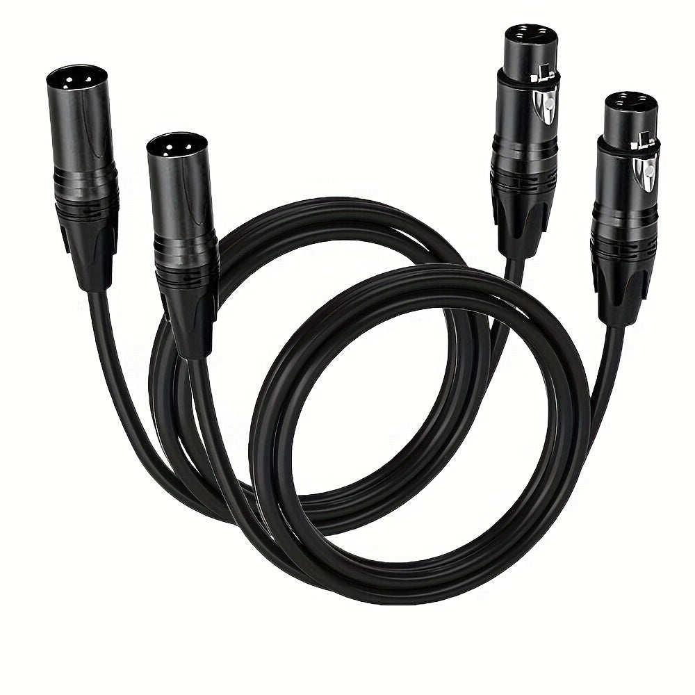 2pcs Cables de Micrófono XLR - Macho a Hembra, Cable de Altavoz Balanceado de 3 Pines con Conductores de Cobre Duraderos para Mezcladores, Altavoces, Estaciones de Radio y Podcasts