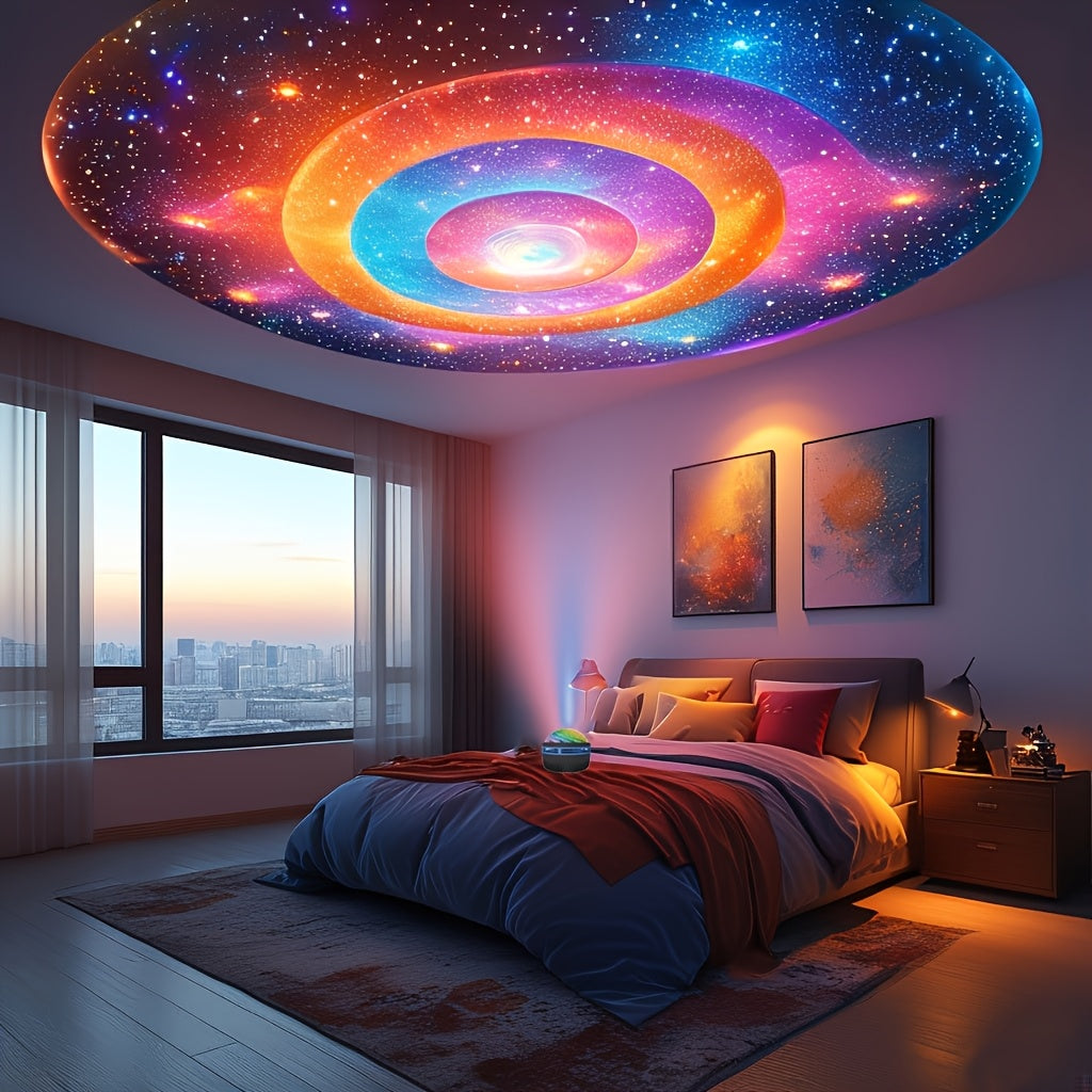Linterna de Proyección LED Noche Estrellada con Control Remoto - Luz Ambiental Aurora Boreal Sincronizada con Música, Luz Nocturna Multicolor USB para Dormitorio, Cine en Casa y Regalos (), Diseño Inspirado en la Aurora, Pequeña Operación a Pilas, Ilumin