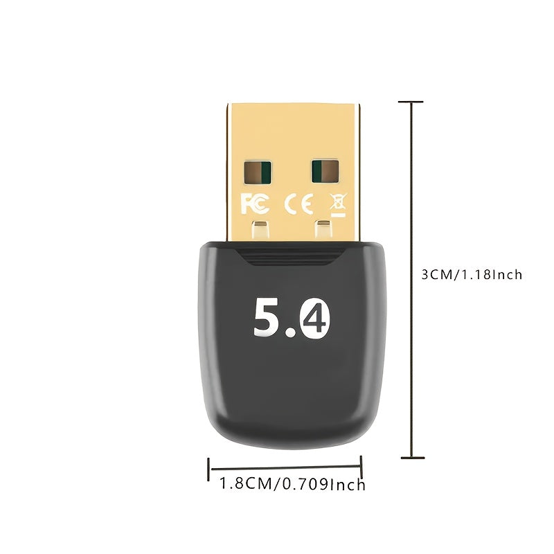 Adaptador de red sin varillas USB 5.4, receptor dongle sin varillas USB, compatible con una variedad de dispositivos como computadora/auriculares/tarjeta de teclado/ratón/altafalantes, alimentación por USB, emparejamiento múltiple de altavoces inalámbric