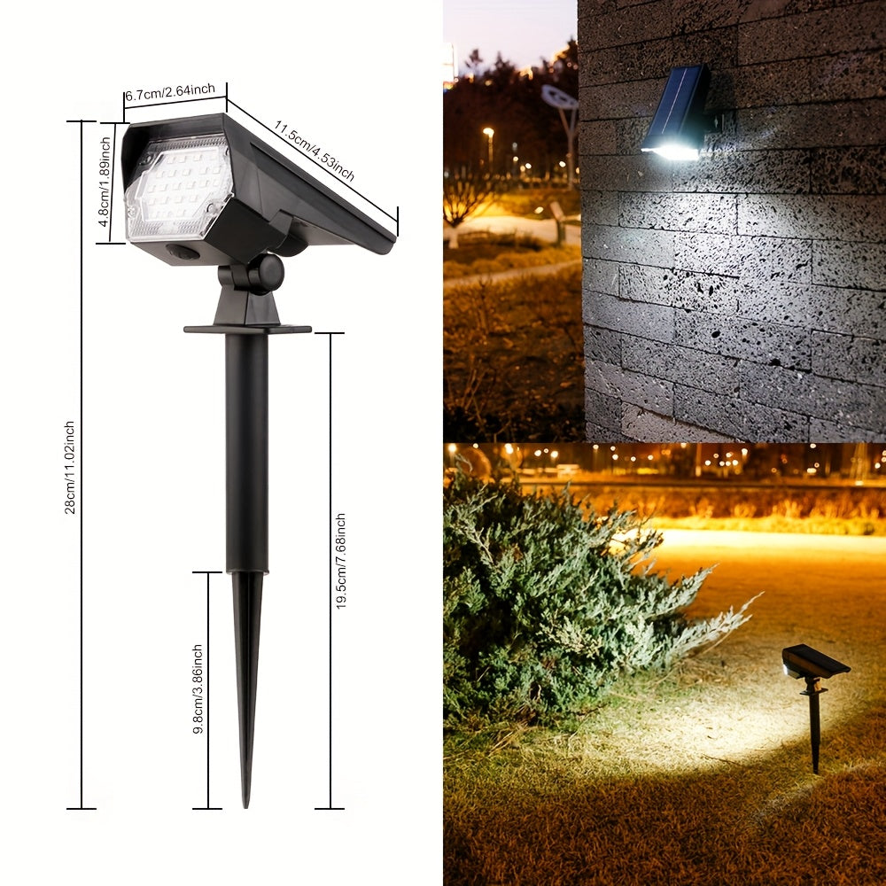 1 foco solar para senderos, 10 LED, 24 LED luces solares para jardín, accesorios de iluminación paisajística semirrehundidos plegables con portalámparas, pantallas de plástico, incluye hardware de montaje para senderos, césped, aceras y entradas de vehíc