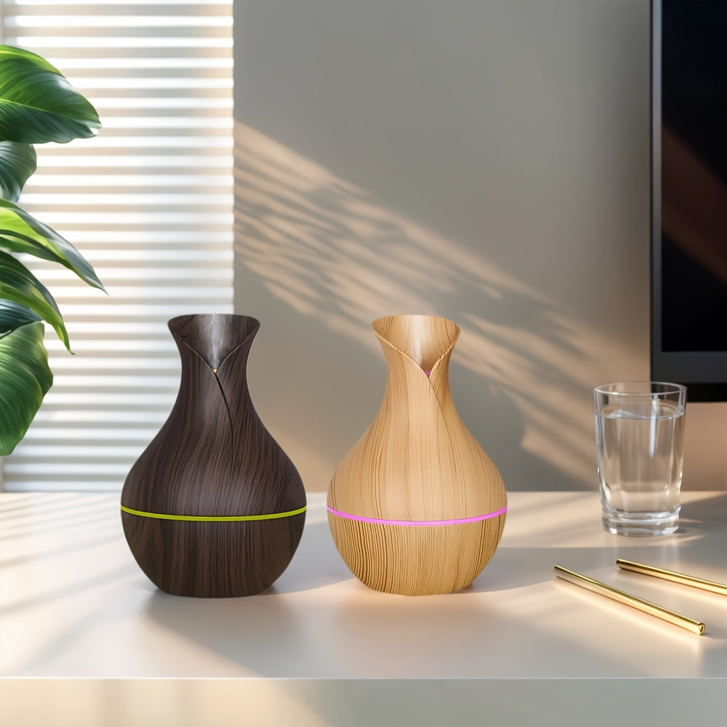 Humidificador ultrasónico con forma de florero y luces LED multicolor - Silencioso, alimentado por USB, material de plástico, ideal para oficina, hogar y dormitorio - Perfecto para diferentes tipos de habitaciones, humidificador para dormitorio | Diseño