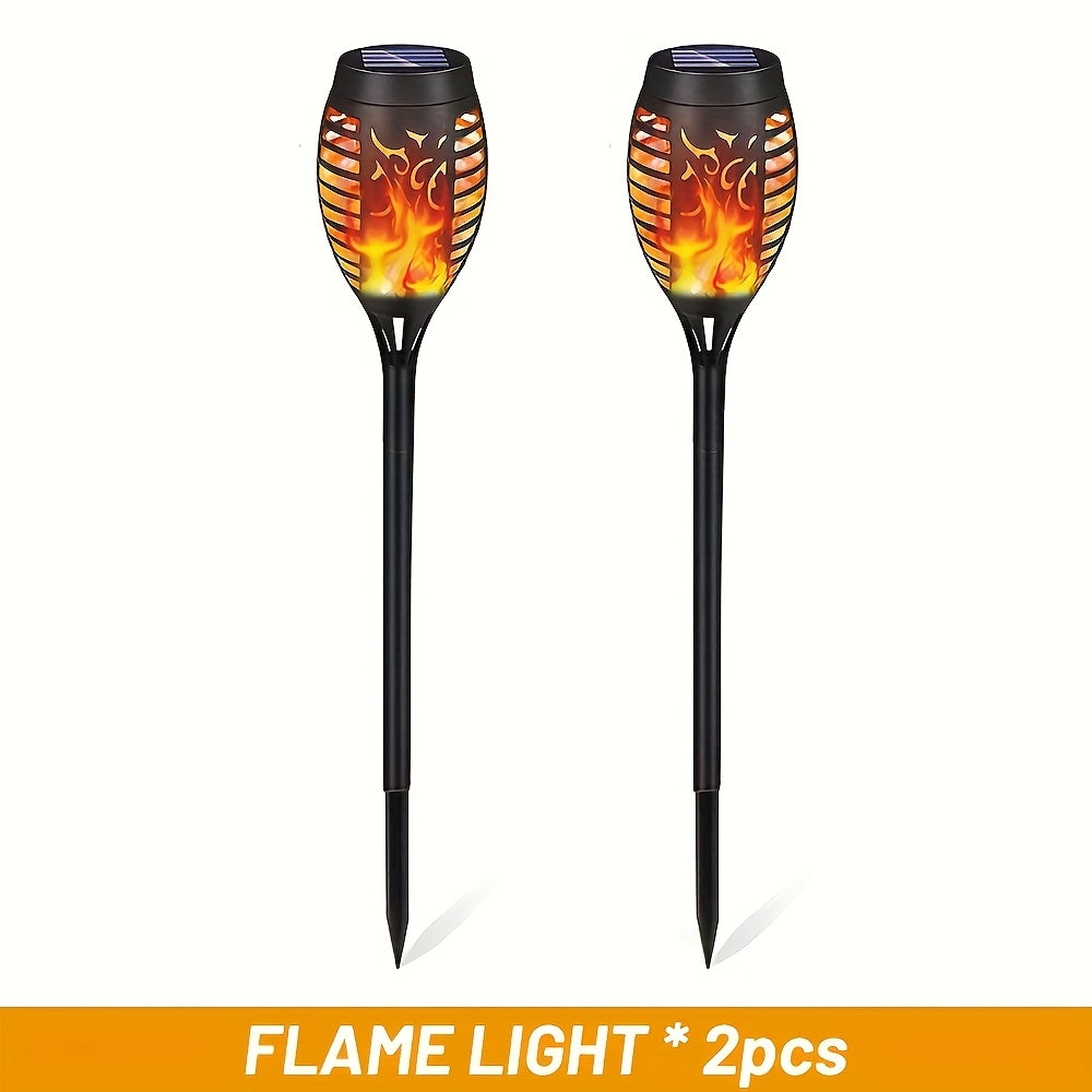 2/4 piezas de luces solares LED con efecto de llama, luces decorativas para exteriores, ideales para jardines, césped, caminos, fiestas, camping y festivales