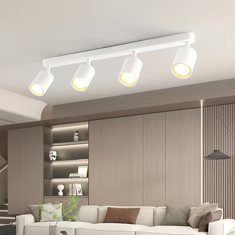 1pc Luz de techo industrial moderna vintage de 4 luces, Fijo de iluminación empotrada rotativa de arte de hierro simple, para pasillo, cocina, sala de estar, dormitorio, socket GU10 (bombilla no incluida), iluminación comercial, metal, con hardware de mo