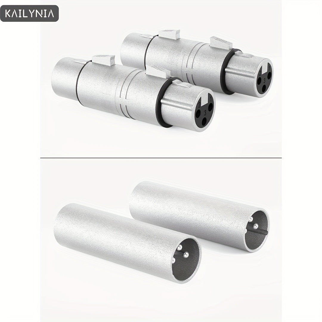 Conectores adaptadores XLR macho a macho y hembra a hembra de 3 pines, compatibles con micrófonos y mezcladores, plateados, forma redonda, cable Ethernet categoría Cat5e, accesorios para equipos de audio.