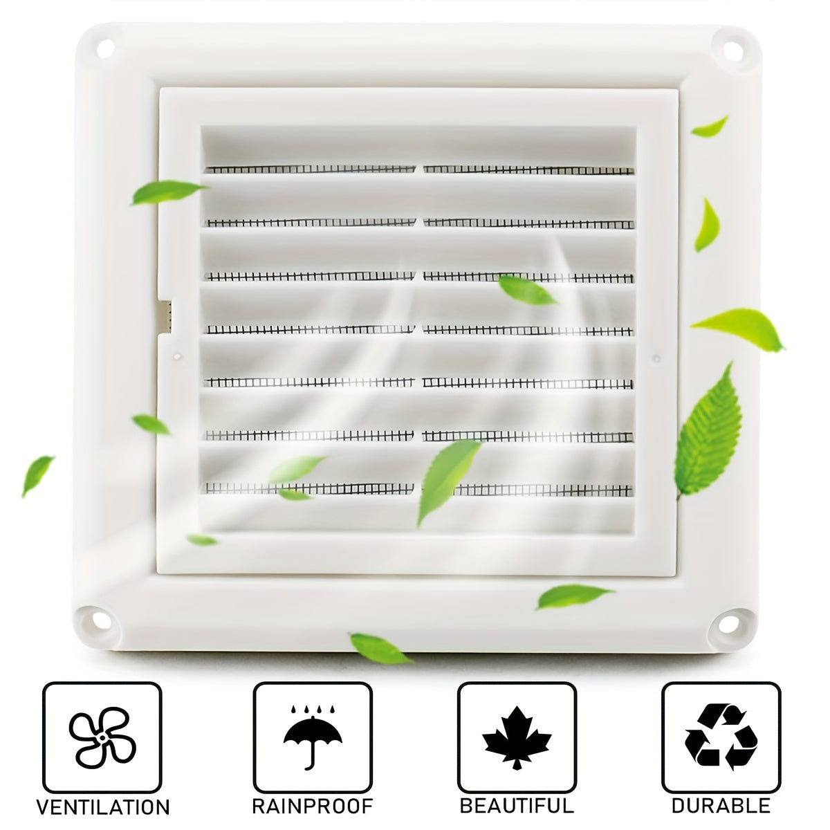 1pc Cubierta de Ventilación con Rejilla Blanca de Fácil Instalación de 10.16cm/15.24cm con Nido de Aves - Incluye 4 Tornillos, Plástico Duradero, para Exhauster de Secadora y Ventilaciones de Aire al Aire Libre, Cubierta de Ventilación de Secadora