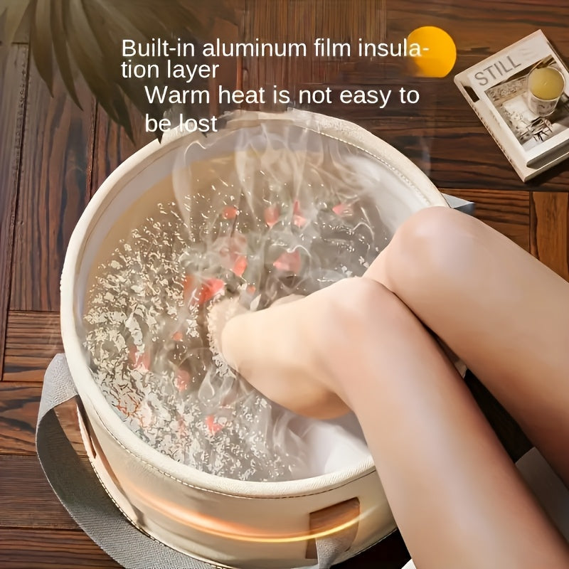 Bañera de Pies Portátil Deluxe Plegable, Material PEVA, Aislamiento de Aluminio con Control de Temperatura, Sin Olores, Ideal para Relajarse en Remojo Cálido, Perfecta para Uso en Dormitorios y Hogares, No Requiere Energía Eléctrica, Regalo Esencial para
