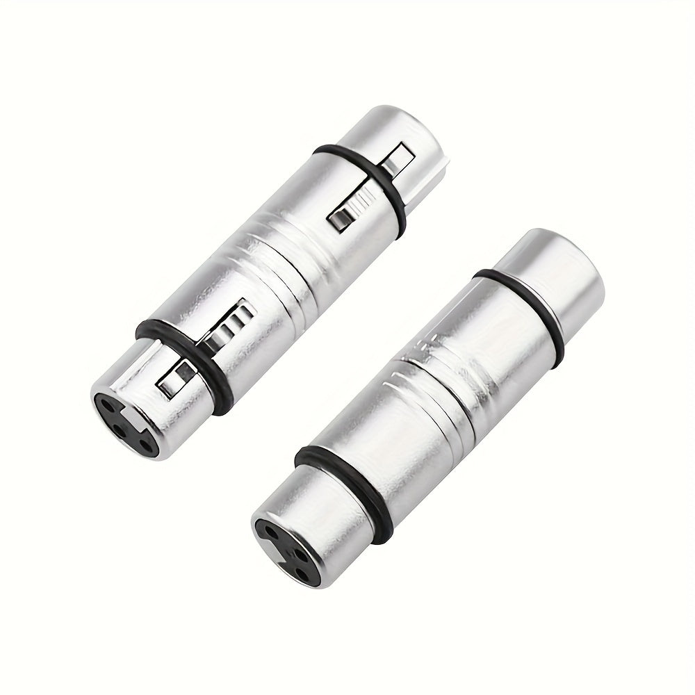 Adaptador de audio XLR hembra a hembra de metal, gris, conectores de audio profesionales para micrófonos y mezcladores.