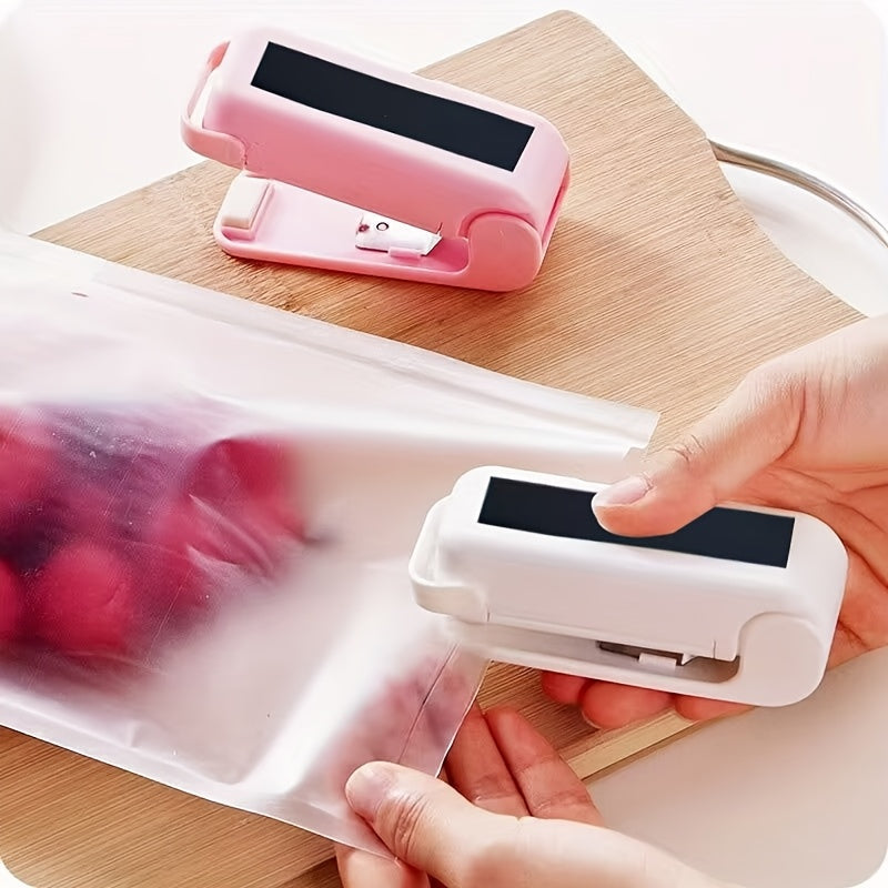 Sellador de alimentos compacto de vacío - Sellado rápido para aperitivos y preparación de comidas, ABS duradero, selección de colores aleatorios, alimentado por batería (no recargable), diseño portátil para frescura y organización, esenciales para la pre