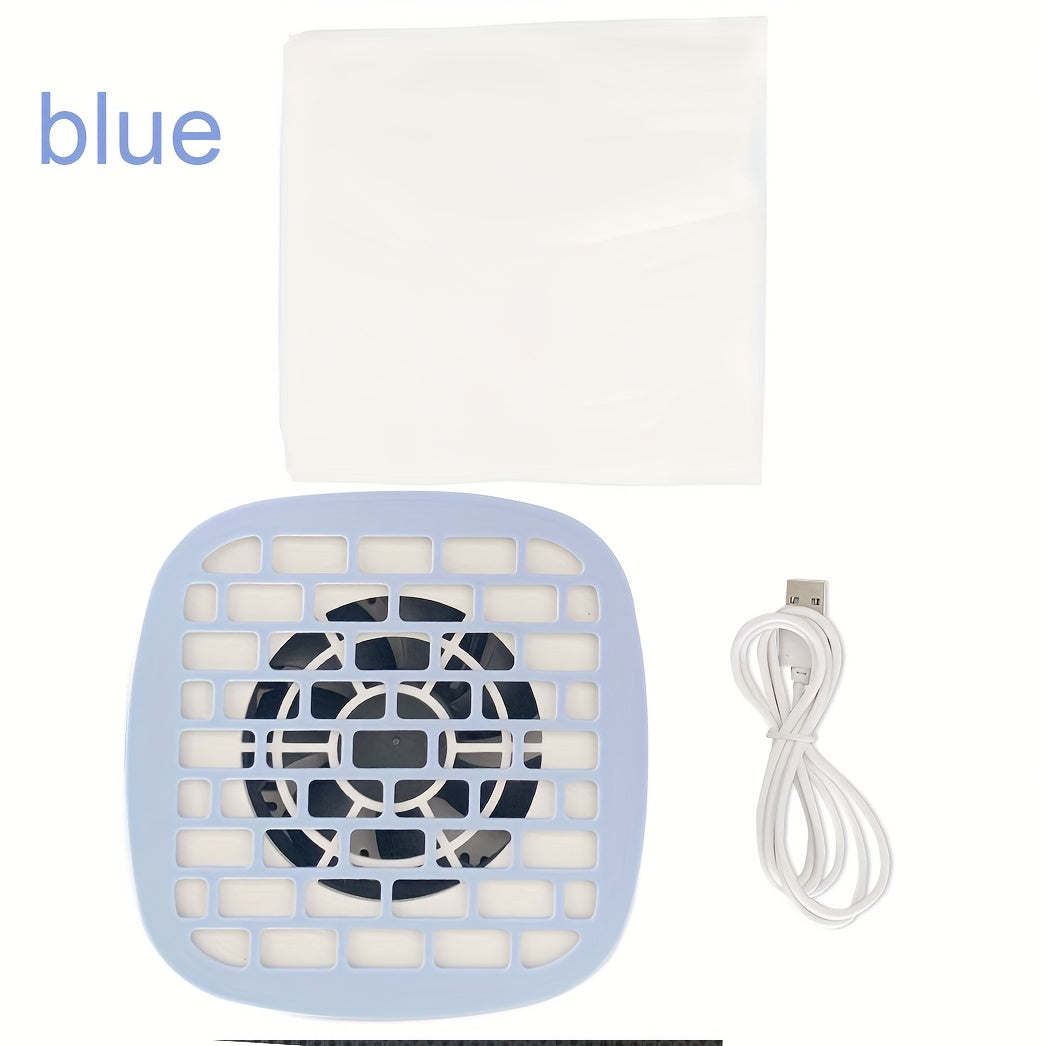 Recopilador de polvo y escombros USB - Herramienta de manicura moderna y duradera de plástico con acentos azules, diseño de 8 ranuras, incluye almohadilla de filtro para técnicos de uñas y uso en casa, eliminador de polvo de uñas, herramienta de belleza