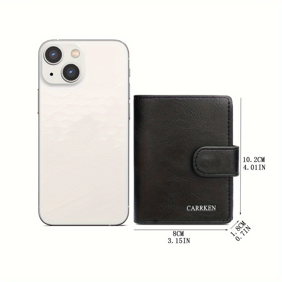 Cartera de Cuero PU Negra para Hombre CarrKen - Estilo Elegante de Negocios con Cierre Seguro a Presión, Gran Capacidad y Múltiples Ranuras para Tarjetas - Regalo Ideal para el Profesional Moderno