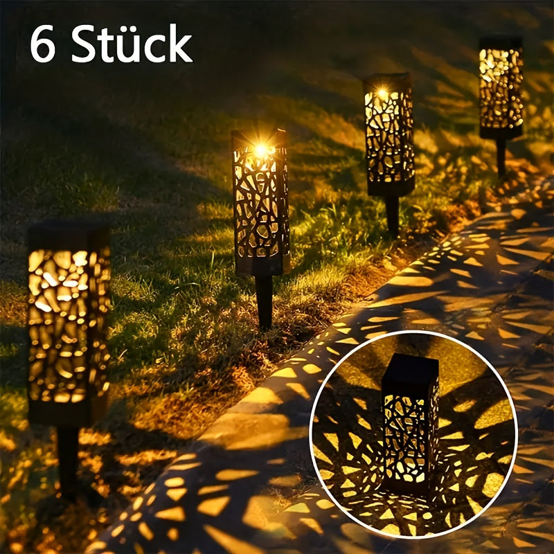 6 piezas de iluminación solar para exteriores, iluminación comercial de calles, luces decorativas de senderos solares, iluminación de áreas, luces de césped de patio, IP44, iluminación solar LED para exteriores, jardín y paisajismo.