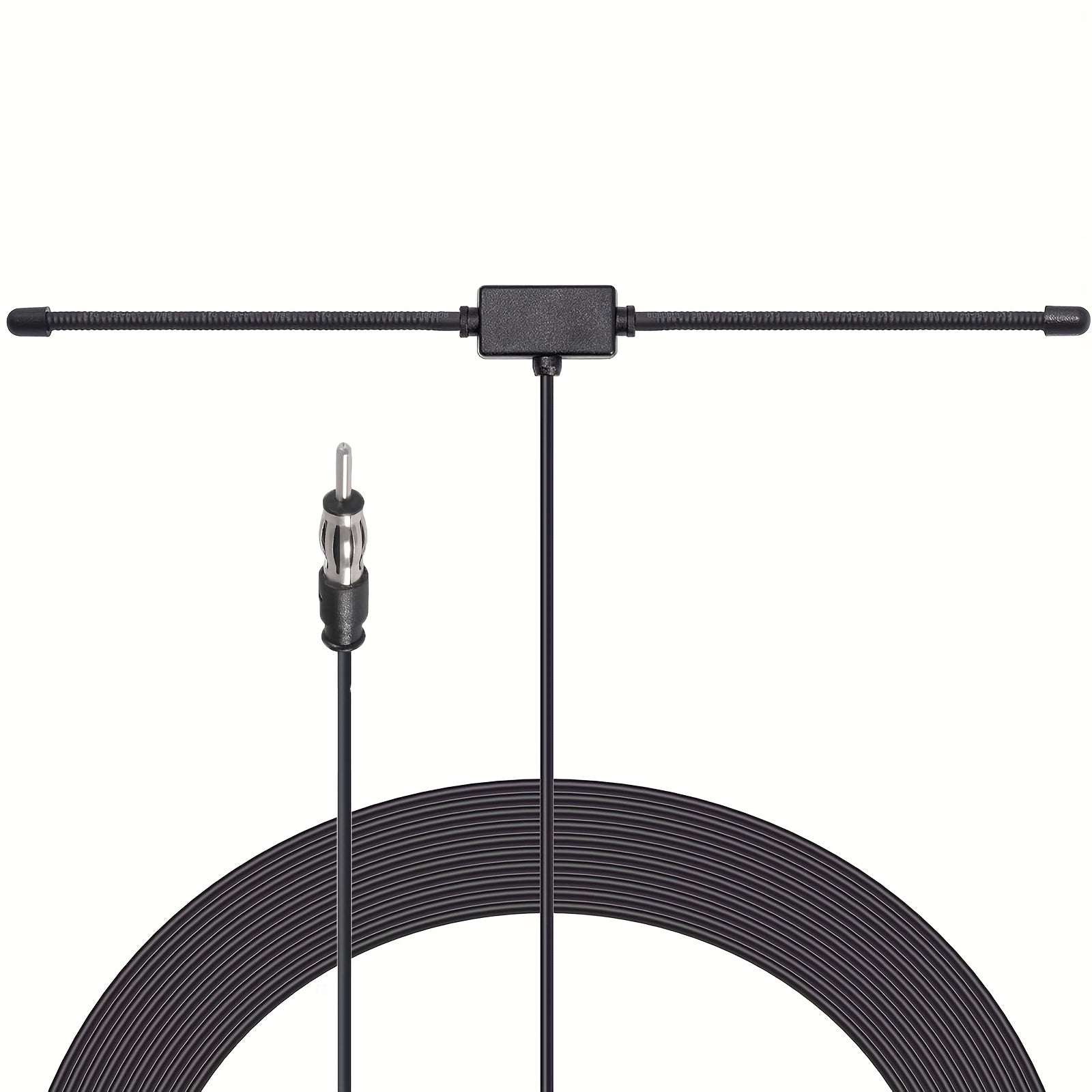 Antena Dipolar Universal para Estéreo de Coche AM FM, Antena Adhesiva Oculta para Radio AM FM en Vehículos Camión SUV con Cable de 3.05 Metros y Conector DIN (Macho)