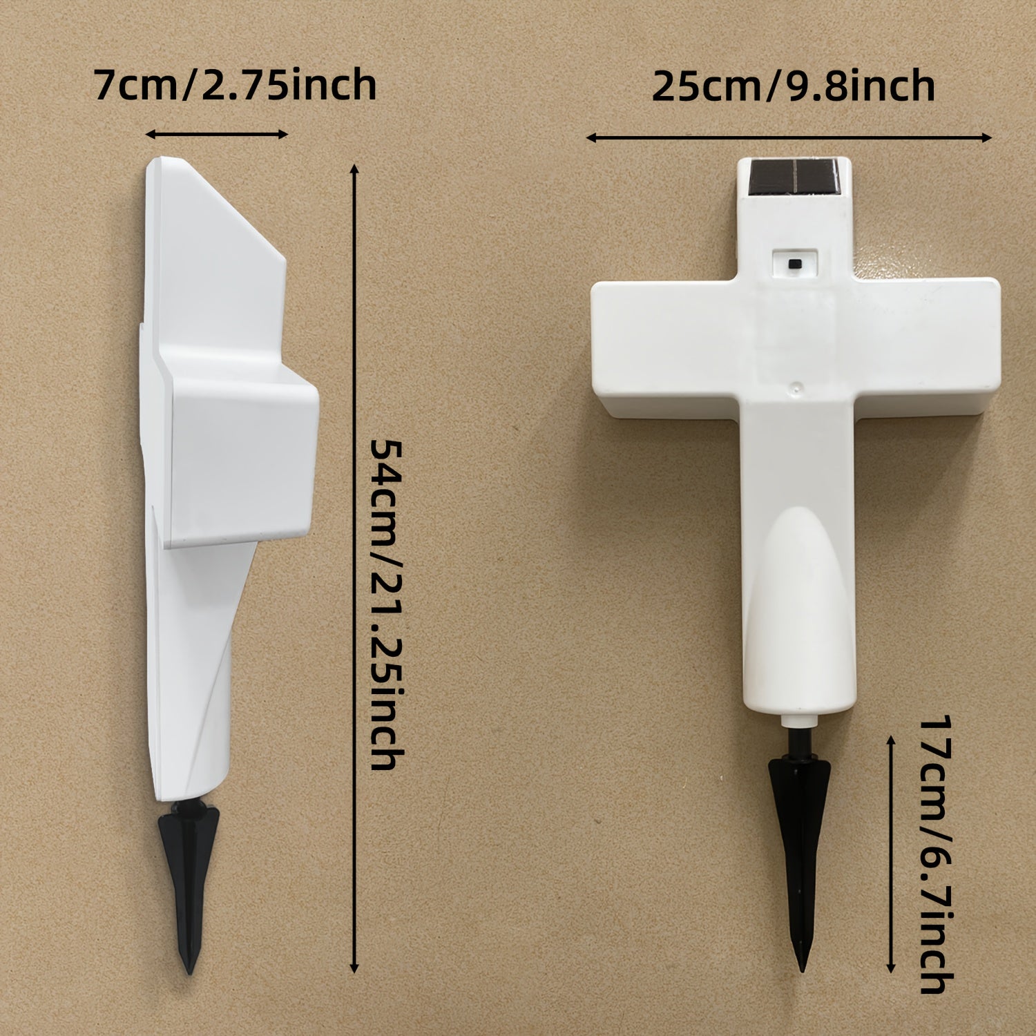 1 pieza de luz solar para cementerio con cruz - Control automático de sensor, calidad IP44, estaca de luz exterior de plástico duradero para decoración de jardín, acabado pulido, varios componentes incluidos, decoraciones de cementerio para exteriores, i