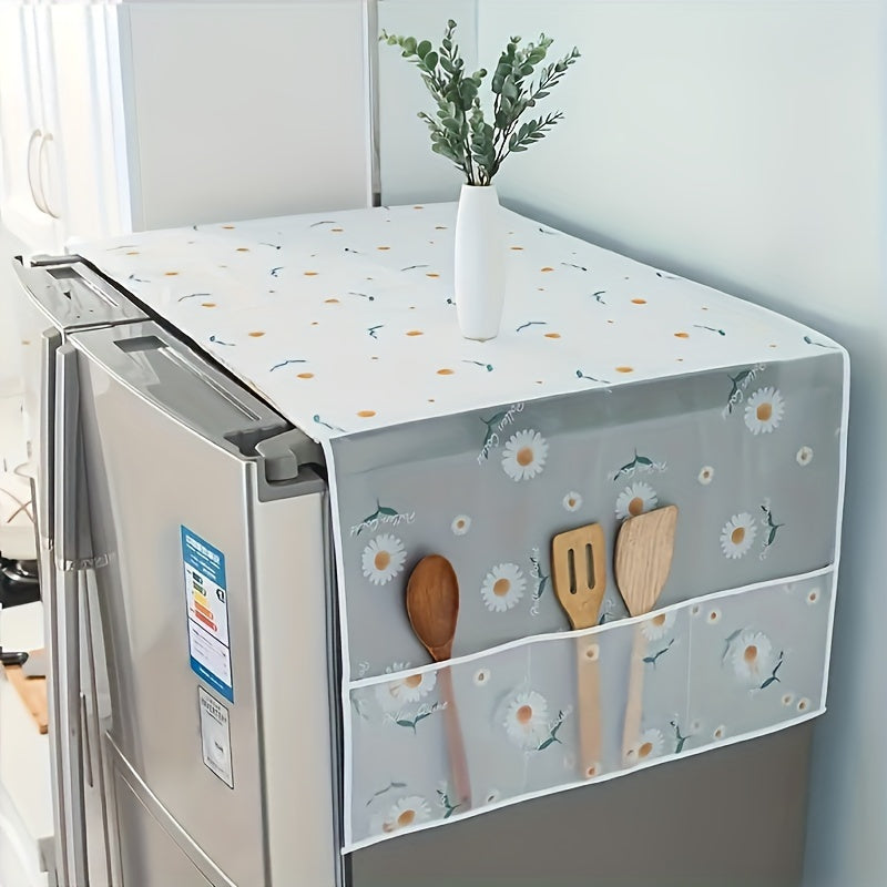 1 cubierta multifuncional para secadora, resistente al agua y aceite, fácil de limpiar, plástico blanco, diseño sencillo, control efectivo de polvo, con bolsillo lateral, gran capacidad de almacenamiento, repuesto para secadora