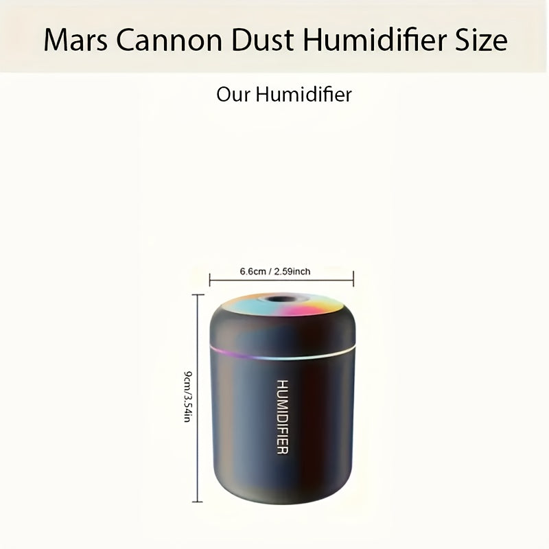 MIBATENG Humidificador con alimentación USB y difusor de aceites esenciales - Luz de estado de ánimo LED de 7 colores, dispositivo de aromaterapia silencioso de 6.09oz para dormitorio, coche, dormitorio | Compacto, portátil, no necesita batería, ideal re
