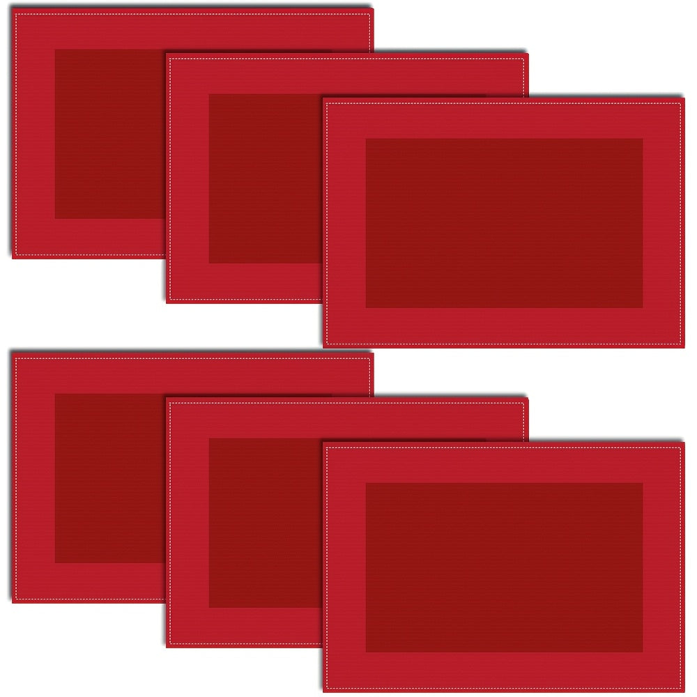 Un juego de 2/6 manteles individuales rojos elegantes, resistentes al calor, estilo chino de color sólido, mantel cuadrado de poliéster, adecuados para banquetes festivos, fiestas, comidas diarias y decoración del hogar, lavables a máquina