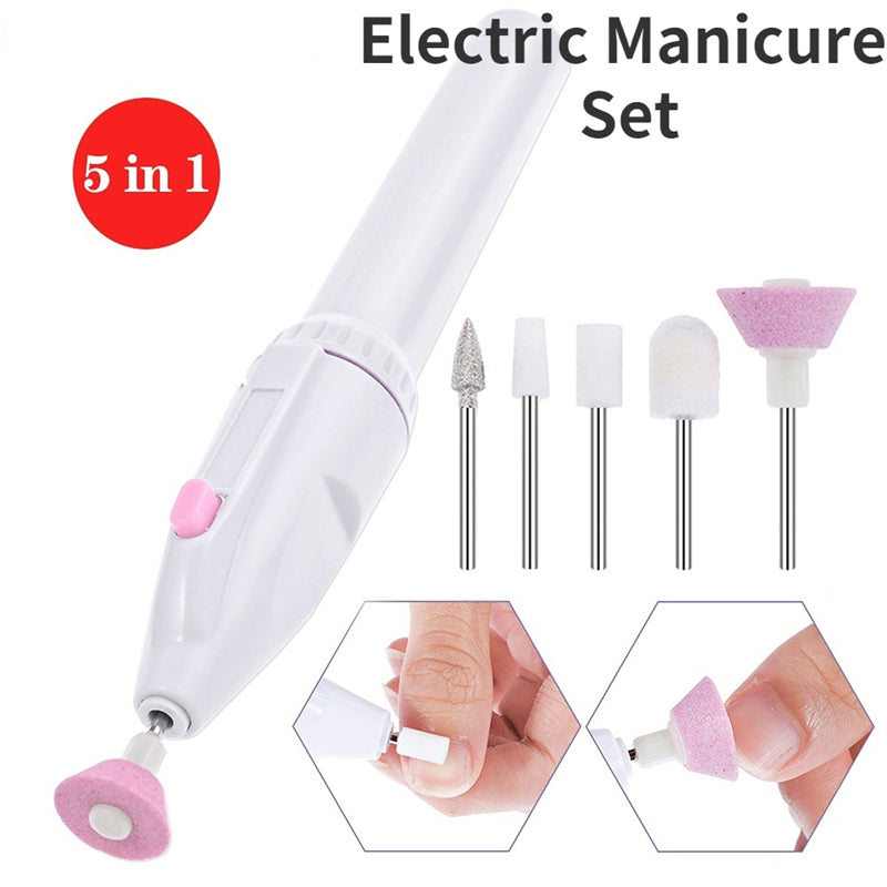 5 en 1 Kit de lima de uñas eléctricas y perforadora profesional para pies - 20000 RPM, motor sin cepillo, plástico hipoalergénico, alimentado por batería para manicuras y pedicuras, esenciales para manicuras, kit de herramientas, diseño compacto, perfora