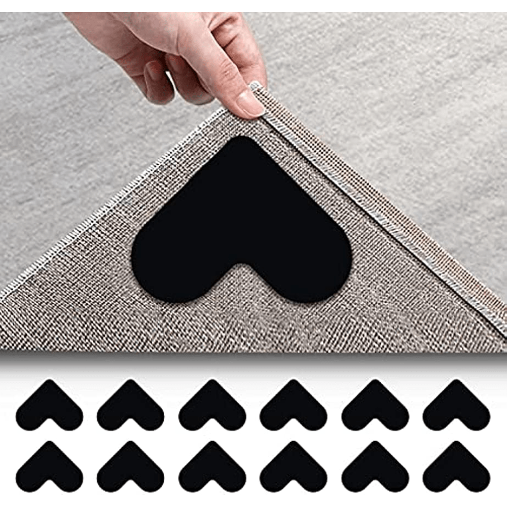 12 Pinzas Para Alfombras, Doble Cara Antideslizante Para Alfombras, Cinta Adhesiva Para Alfombras, Alfombra Lavable, Cinta Para Alfombras, Pinza Lateral De Esquina Para Suelos De Madera Dura Y Azulejos